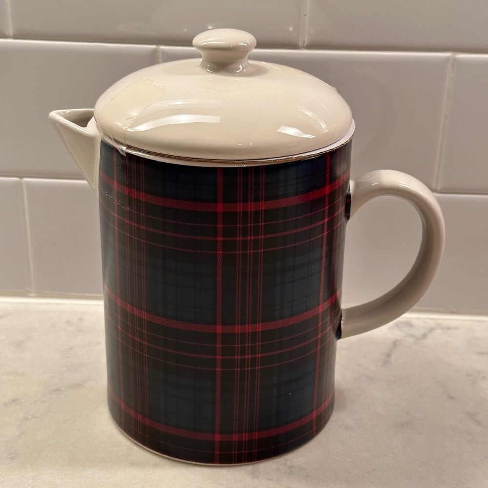 Hearth and Hand Magnolia Cocoa/Tea/Coffee Pot Festive Plaid NEW